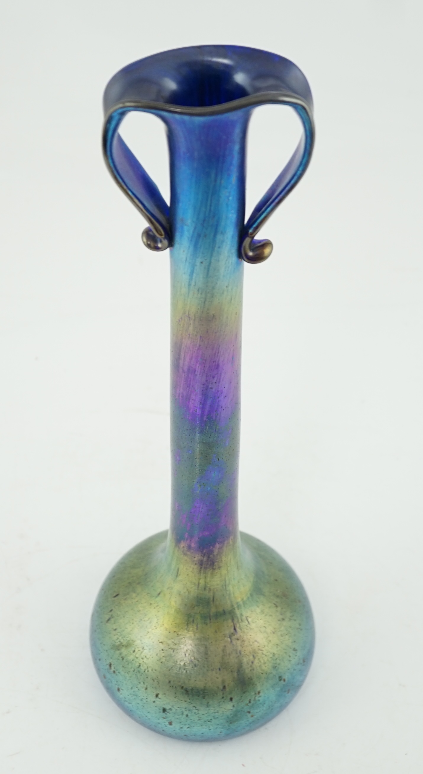 A tall Loetz Art Nouveau iridescent glass vase, c.1901, the design by Robert Holubetz, student of Koloman Moser